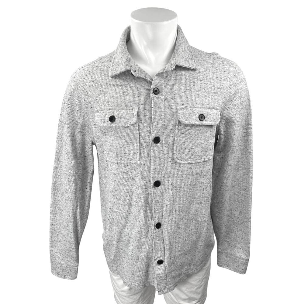 Banana Republic Men's Gray Knit Long Sleeve Button Down Shirt Jacket Top Size L